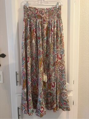 Molly Bracken Boho style Maxi Skirt with Multicolor Paisley